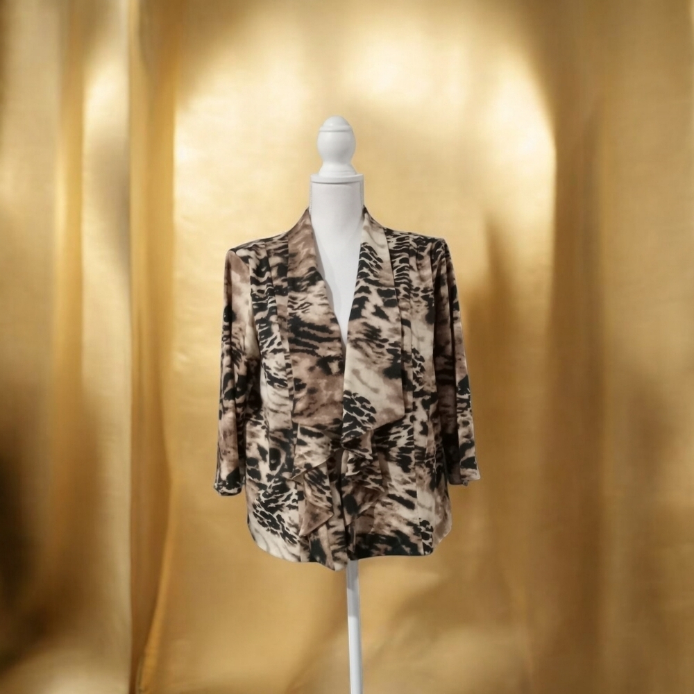 CHRISTOPHER & BANKS ANIMAL PRINT JACKET SIZE‎ XL BROWN-BLACK-TAN NWT - Picture 8 of 8